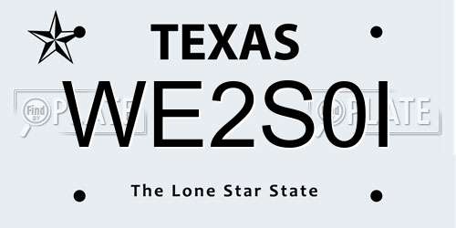 WE2S0I Texas License Plate