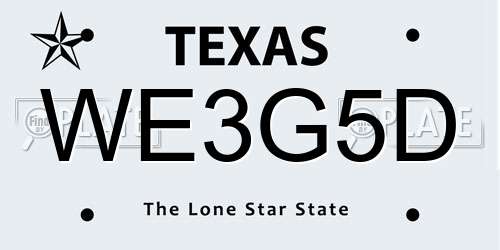 WE3G5D Texas License Plate