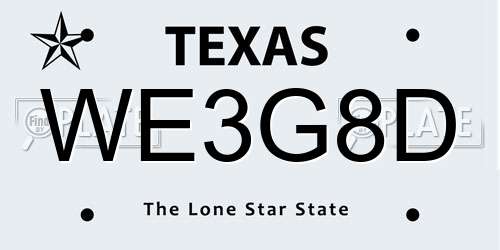 WE3G8D Texas License Plate