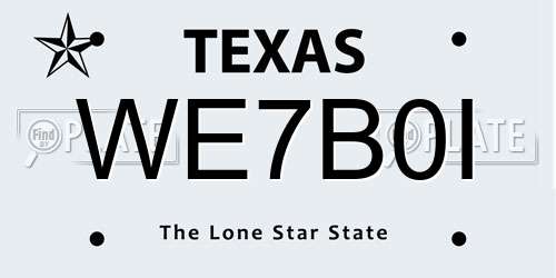 WE7B0I Texas License Plate