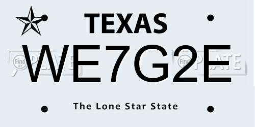 WE7G2E Texas License Plate