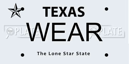 WEAR Texas License Plate