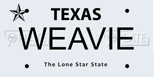 WEAVIE Texas License Plate