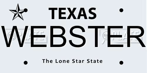 WEBSTER Texas License Plate