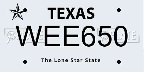 WEE650 Texas License Plate
