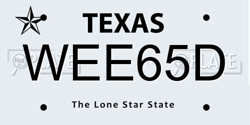 WEE65D Texas License Plate