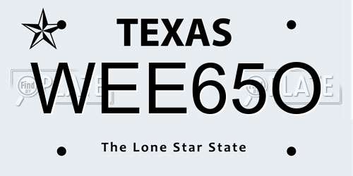 WEE65O Texas License Plate