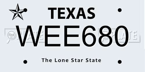 WEE680 Texas License Plate