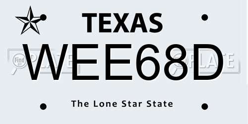 WEE68D Texas License Plate