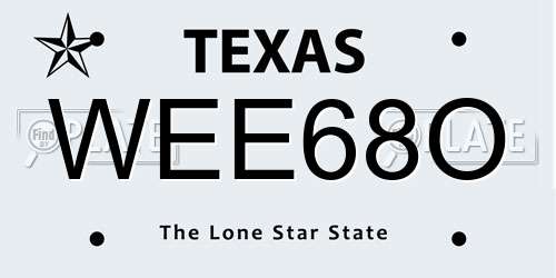 WEE68O Texas License Plate