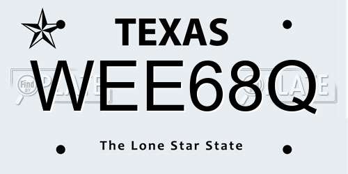 WEE68Q Texas License Plate