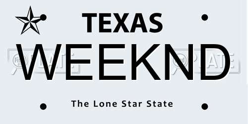 WEEKND Texas License Plate