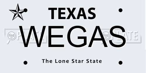 WEGAS Texas License Plate