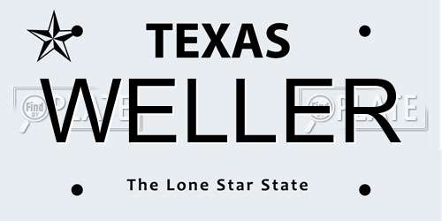 WELLER Texas License Plate