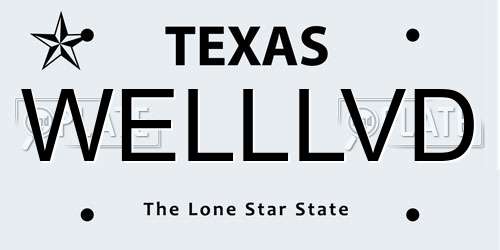 WELLLVD Texas License Plate