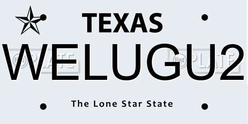 WELUGU2 Texas License Plate