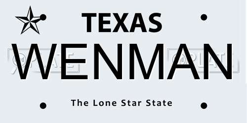 WENMAN Texas License Plate