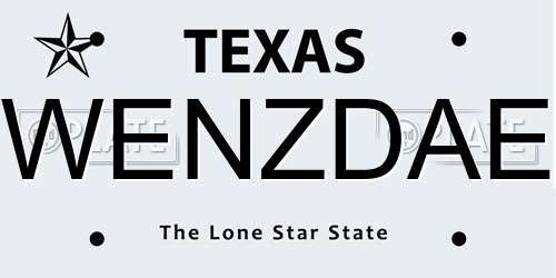 WENZDAE Texas License Plate