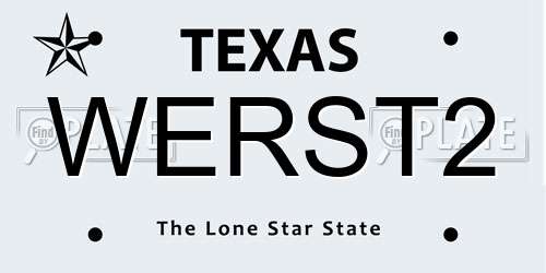 WERST2 Texas License Plate