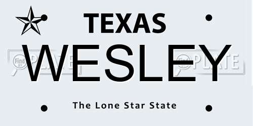 WESLEY Texas License Plate