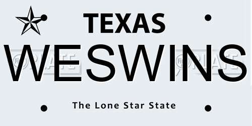 WESWINS Texas License Plate