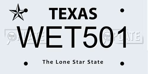 WET501 Texas License Plate