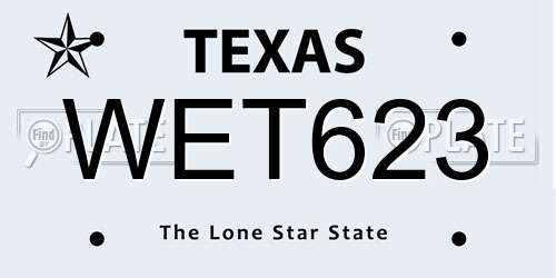 WET623 Texas License Plate