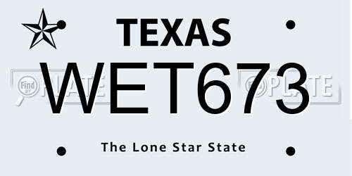 WET673 Texas License Plate