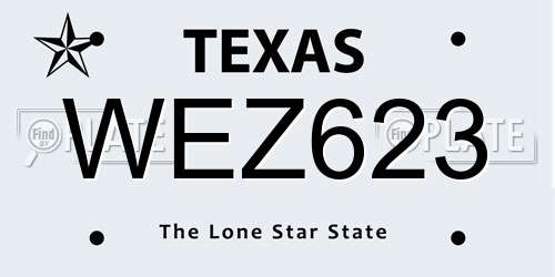 WEZ623 Texas License Plate