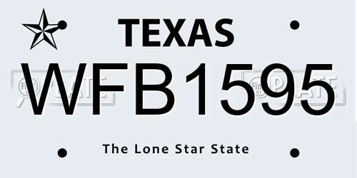 WFB1595 Texas License Plate