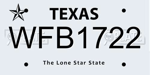WFB1722 Texas License Plate