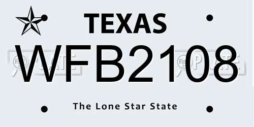 WFB2108 Texas License Plate
