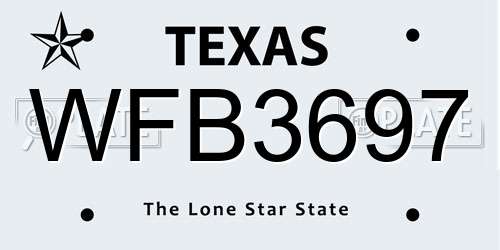 WFB3697 Texas License Plate
