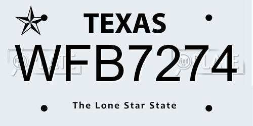 WFB7274 Texas License Plate