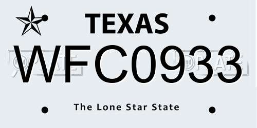 WFC0933 Texas License Plate