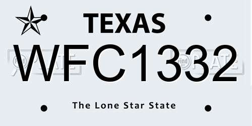 WFC1332 Texas License Plate