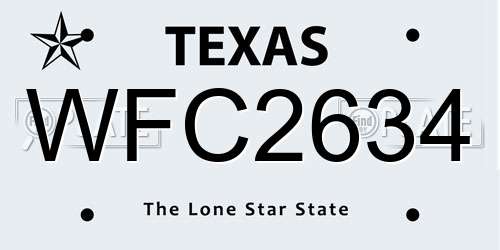 WFC2634 Texas License Plate