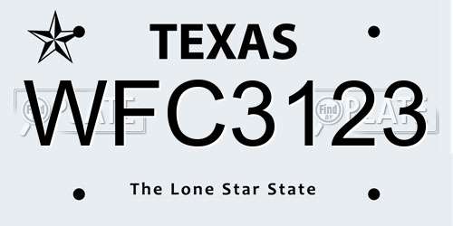 WFC3123 Texas License Plate