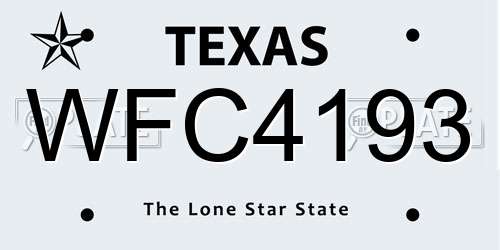 WFC4193 Texas License Plate