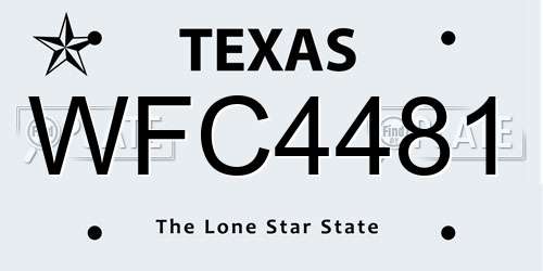 WFC4481 Texas License Plate