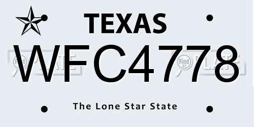 WFC4778 Texas License Plate