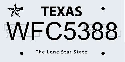 WFC5388 Texas License Plate