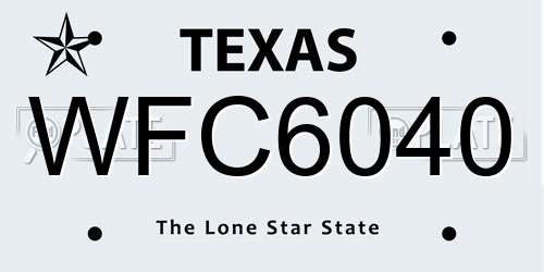 WFC6040 Texas License Plate