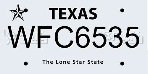 WFC6535 Texas License Plate