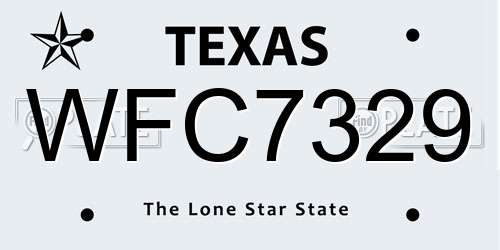 WFC7329 Texas License Plate