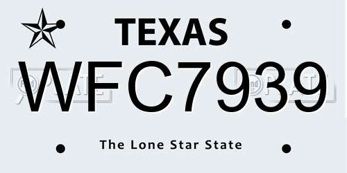 WFC7939 Texas License Plate
