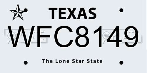 WFC8149 Texas License Plate