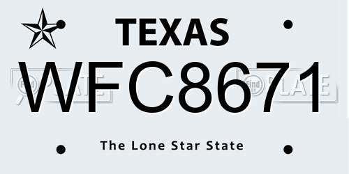 WFC8671 Texas License Plate