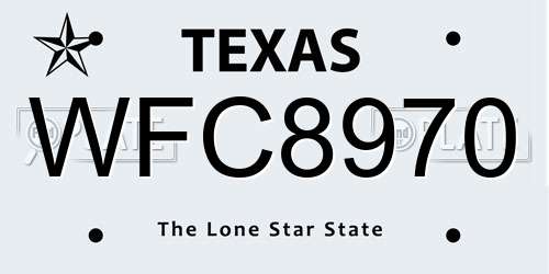WFC8970 Texas License Plate