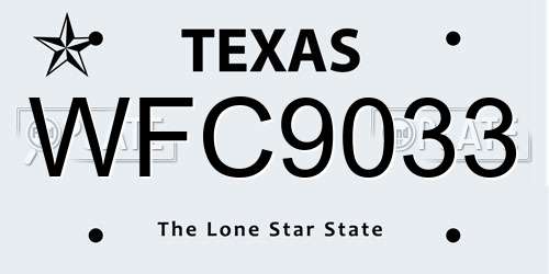 WFC9033 Texas License Plate